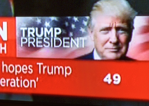 PARIS, FRANCE - NOV 9, 2016: Trump President on CNN Channel with the result elections in the United States where Donald J Trump has become the 45th president of USA. Photo: ifeelstock © Mostphotos 2016