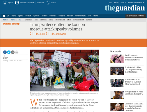 Screen shot of The Guardian web page